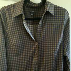 Ann Taylor Checkered button down blouse